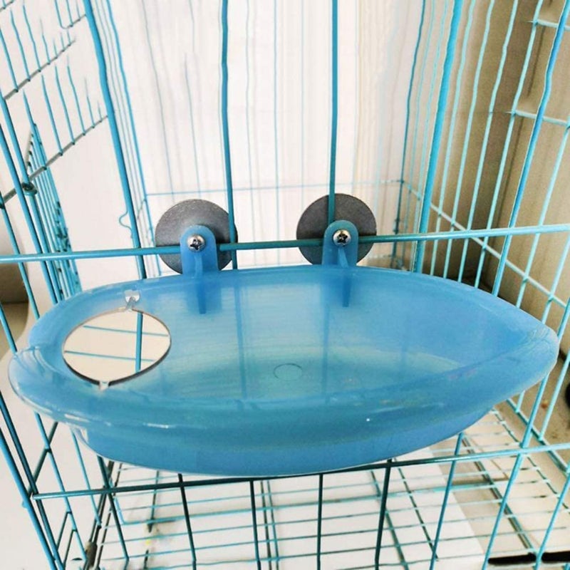 Litewoo Bird Bathtub with Mirror Toy Shower Tub Bathtub Cleaning Tool Plastic Durable Adorable Odorless for Small Parrot Parakeet Cockatiel Conure Lovebird Finch Budgie Canary Cage Accessories (A) - Image 4